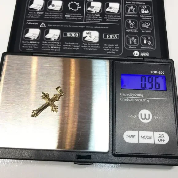 Solid 14K Gold MA Michael Anthony 1.21in Religious Christian Cross Pendant .96g - Picture 4 of 10